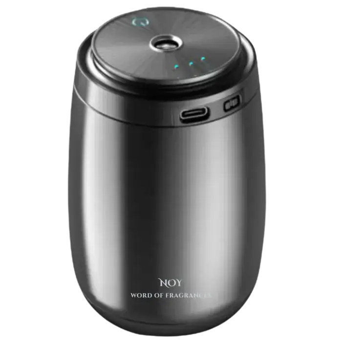 מפיץ ריח חשמלי בעיצוב מודרני בצבע שחור, מתאים לשימוש עם שמנים אתריים.