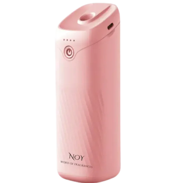 מפיץ ריח חשמלי בעיצוב ורוד, מתאים לשימוש עם בשמים תואמים ושמנים אתריים.