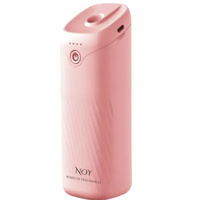 Cat_498079_329 מפיץ ריח חשמלי בעיצוב ורוד, מתאים לשימוש עם בשמים תואמים ושמנים אתריים.