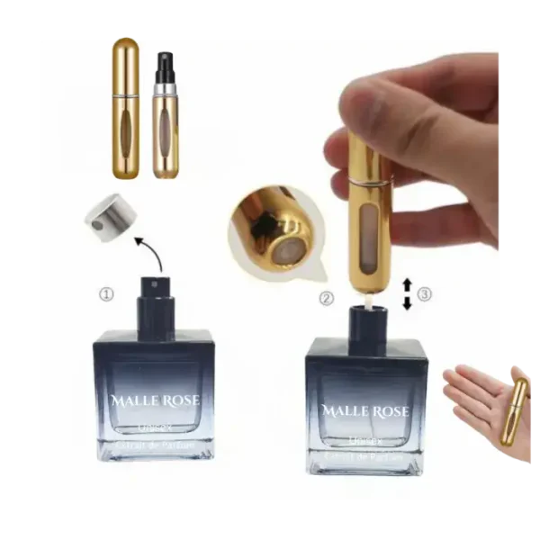 מכשיר למילוי בשמים בקבוקון, מתאים לשימוש אישי ונוח לנשיאה בכל מקום.