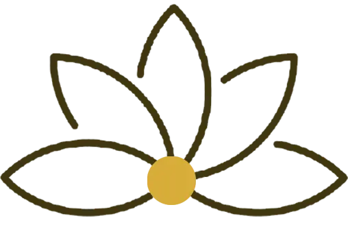 איקון פרח עם עלים ופרח מרכזי, מתאים למוצרים ריחניים כמו נרות סויה ושמנים אתריים.