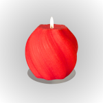 נר סויה ריחני בצורת כדור בצבע אדום, כיבוי באווירה נעימה לבית.