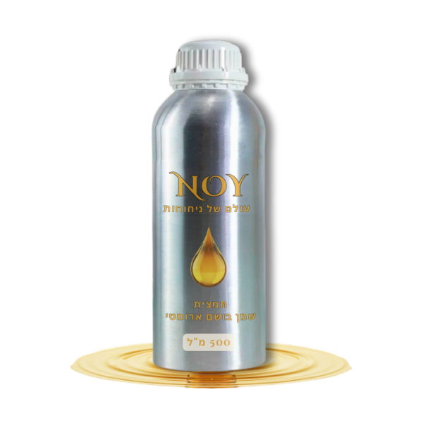 בקבוק שמן ארומטי בנפח 500 מ"ל עם תווית מעוצבת, מתאים למפיצי ריח לבית.