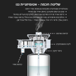 שלט טכני למפיץ ריח חשמלי, מציג את מבנה המכשיר ותהליך הפצת הריח לבית.